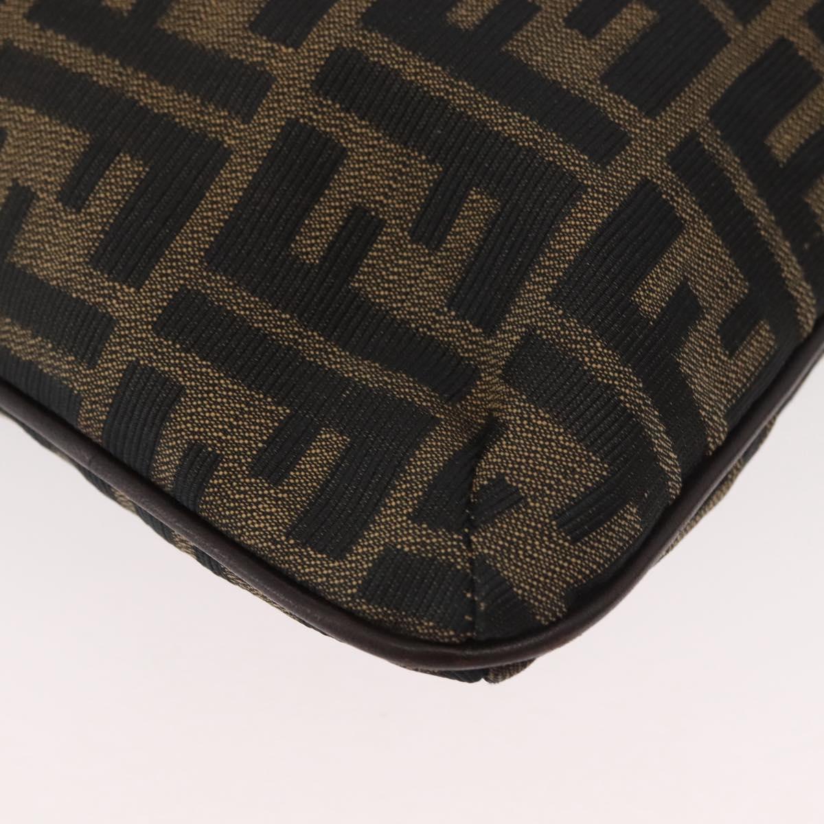 FENDI Zucca Canvas Shoulder Bag Black Brown Auth 182178V