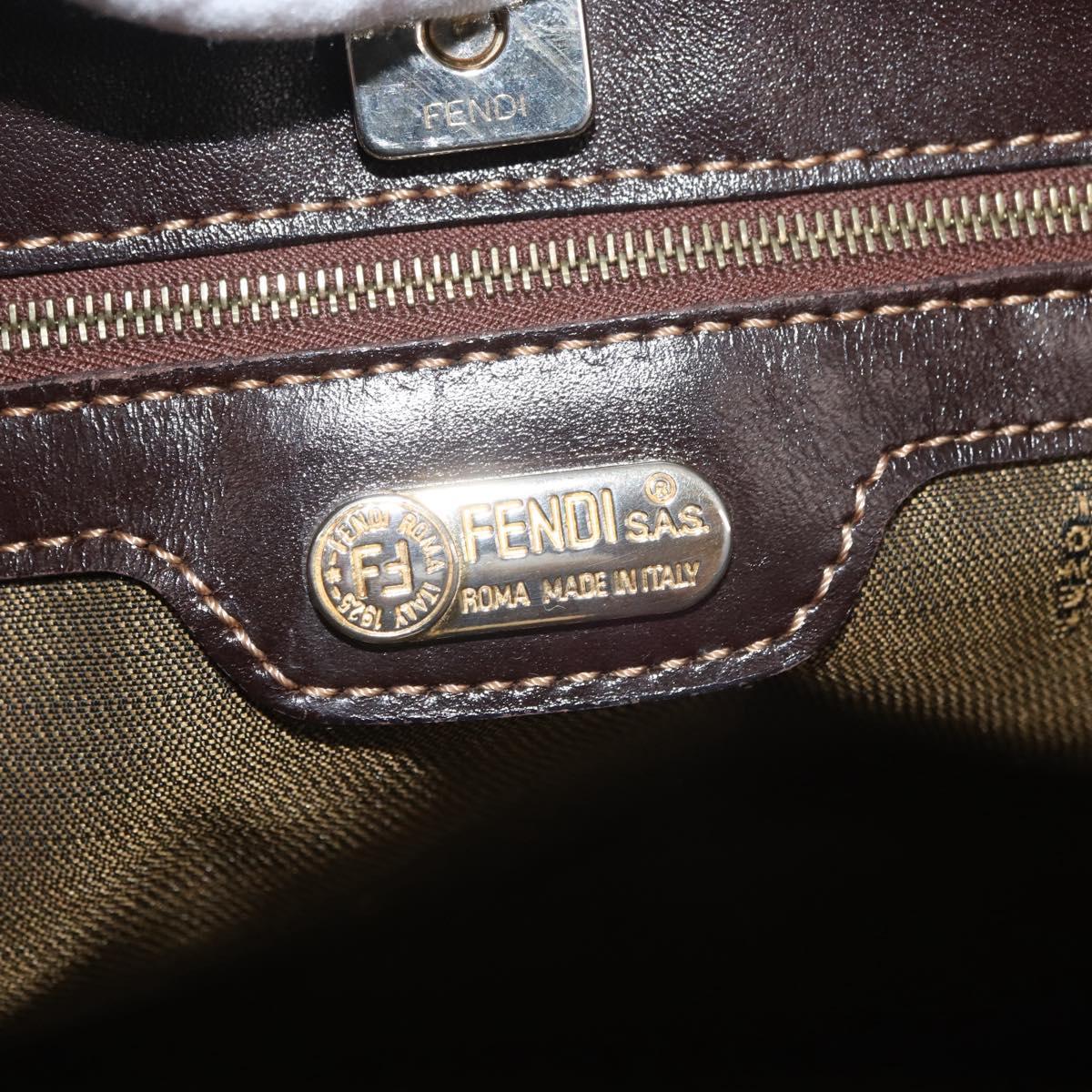 FENDI Zucca Canvas Shoulder Bag Black Brown Auth 182178V