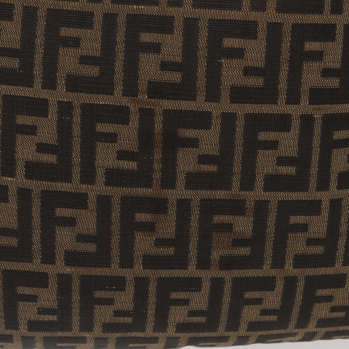 FENDI Zucca Canvas Shoulder Bag Black Brown Auth 182178V