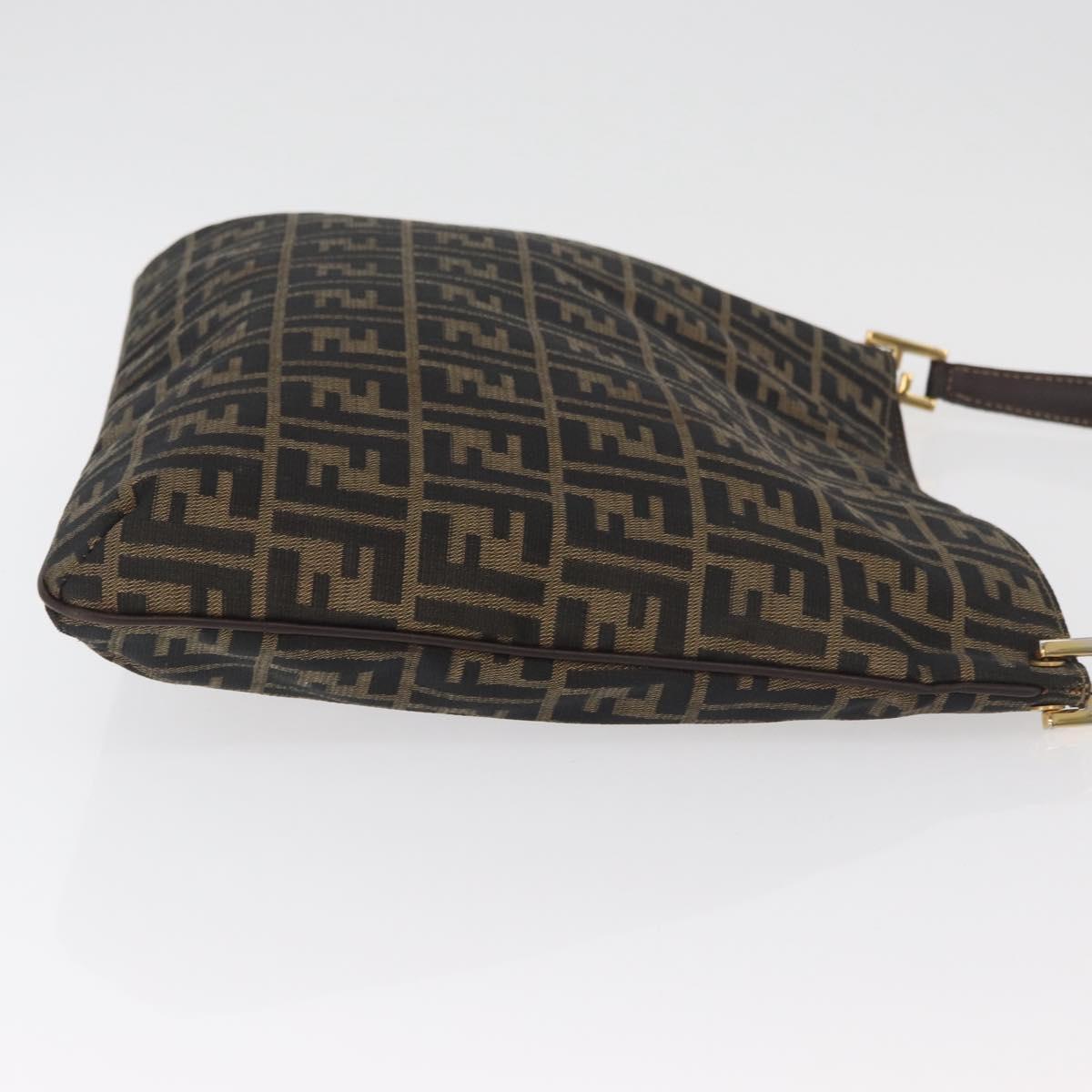 FENDI Zucca Canvas Shoulder Bag Black Brown Auth 182178V