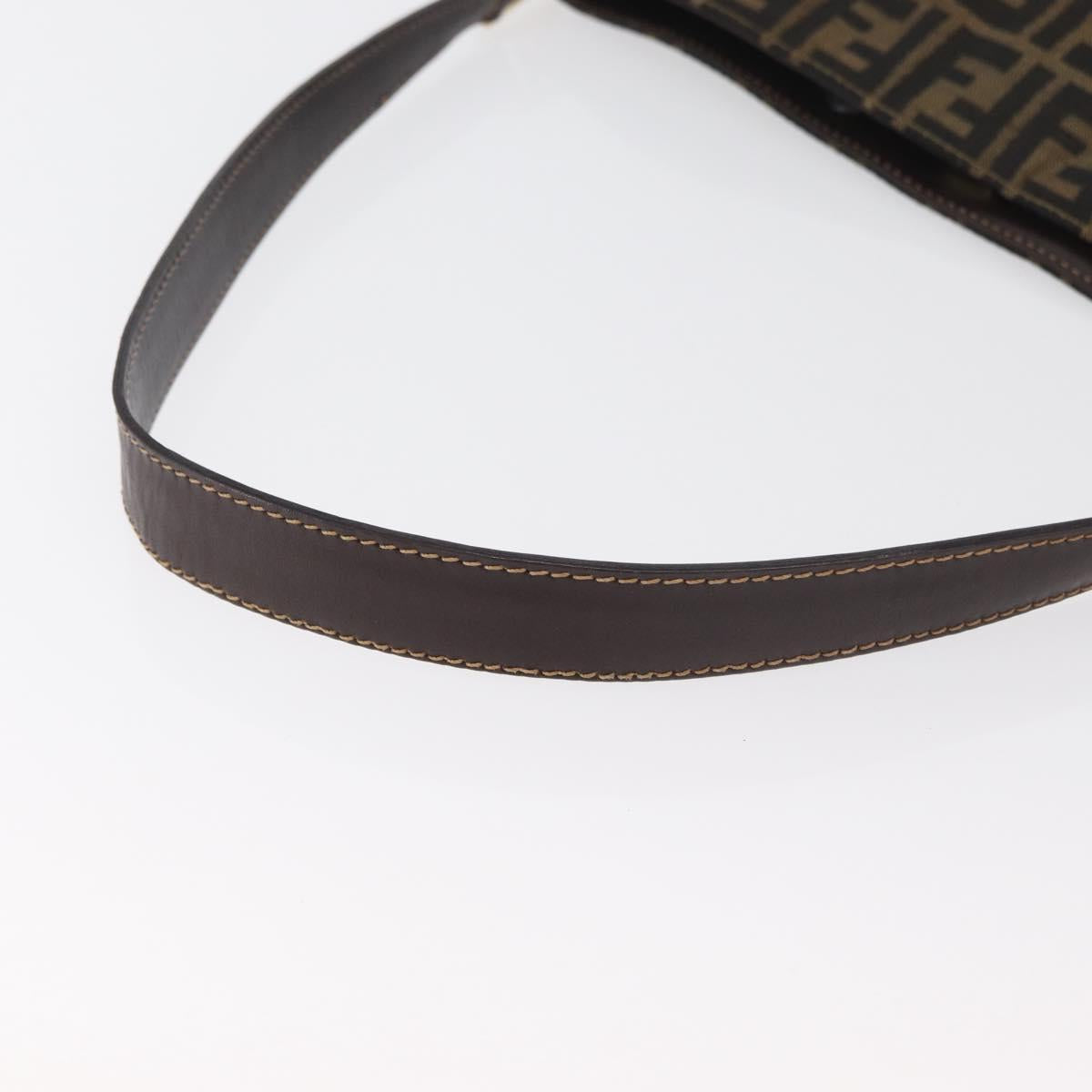 FENDI Zucca Canvas Shoulder Bag Black Brown Auth 182178V