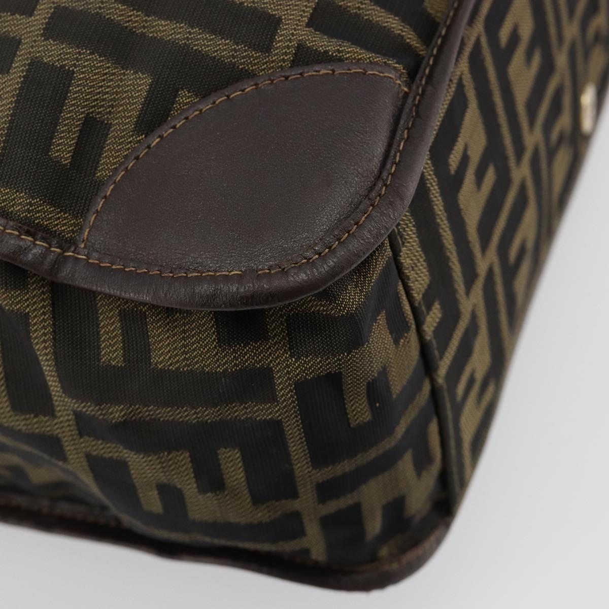 FENDI Zucca Canvas Hand Bag Black Brown Auth 182179A
