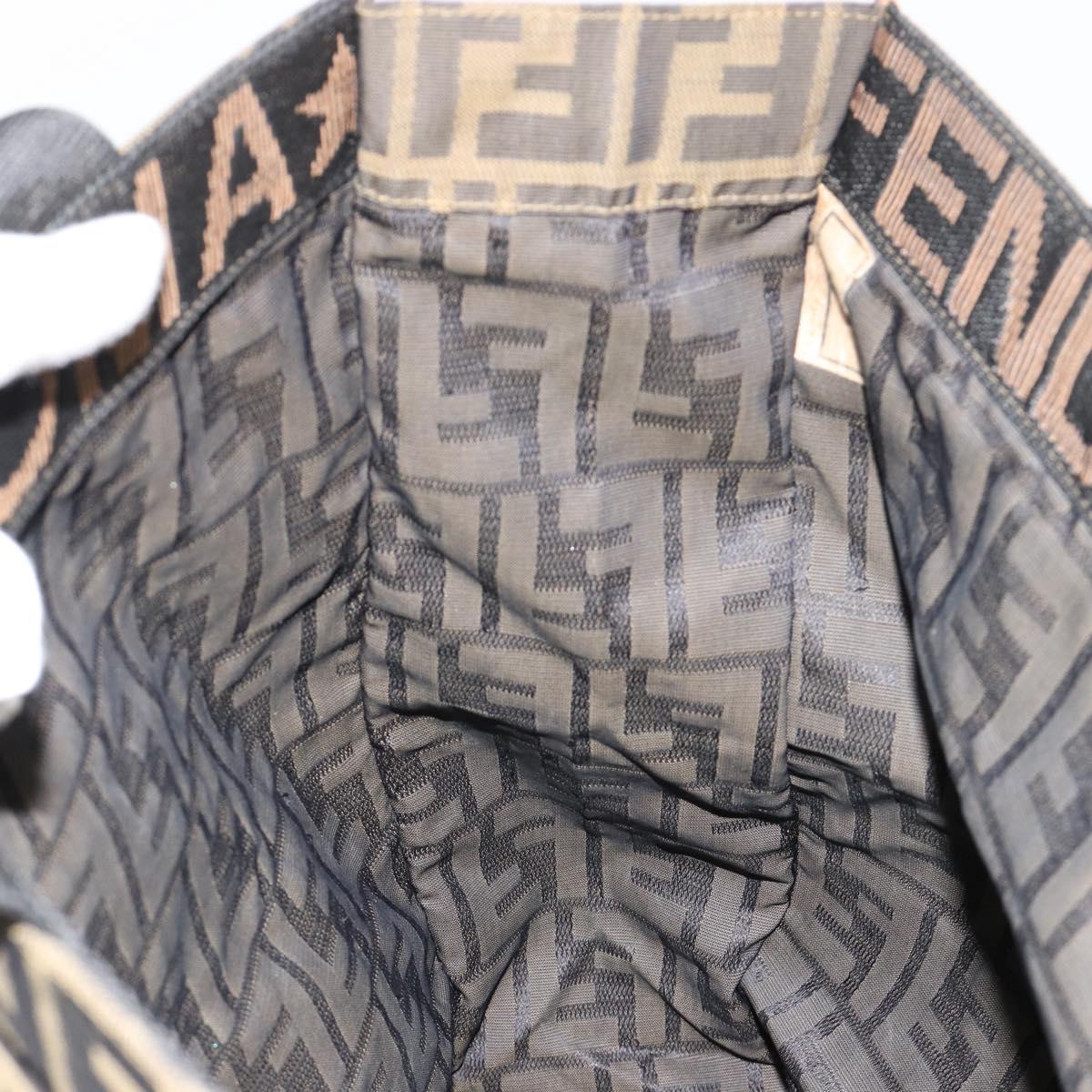 FENDI Zucca Canvas Hand Bag Black Brown Auth 182179A