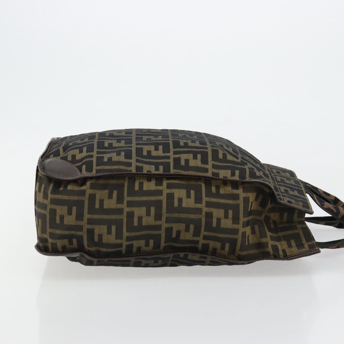 FENDI Zucca Canvas Hand Bag Black Brown Auth 182179A