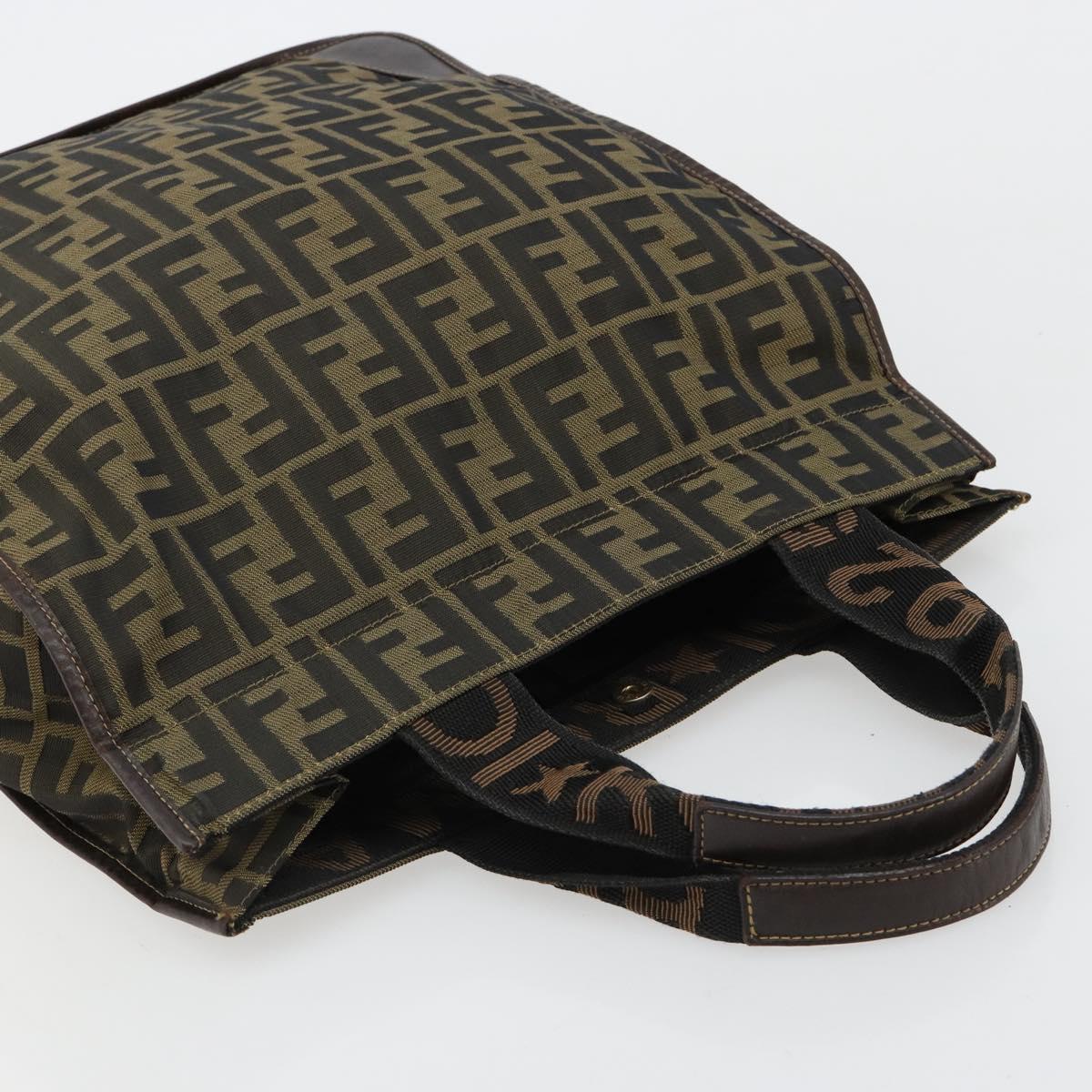 FENDI Zucca Canvas Hand Bag Black Brown Auth 182179A