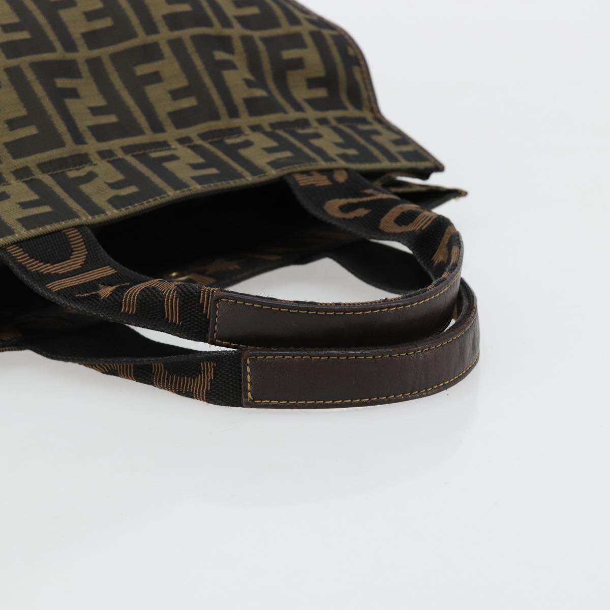FENDI Zucca Canvas Hand Bag Black Brown Auth 182179A