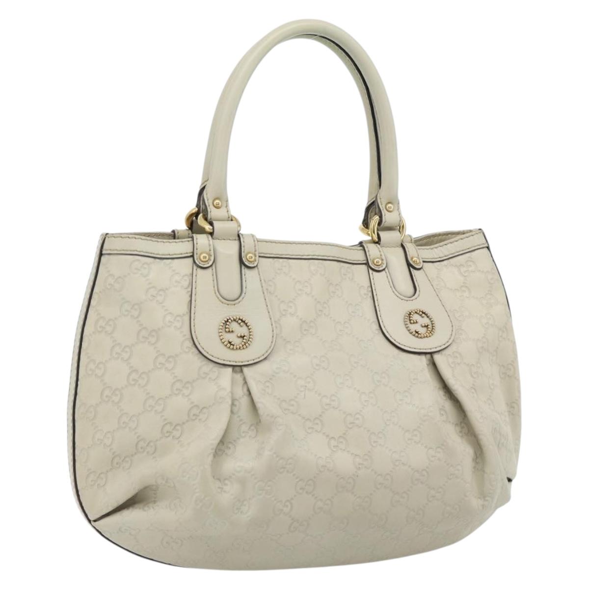GUCCI GG Canvas Guccissima Hand Bag Leather Ivory Gold 269953 Auth 182180A