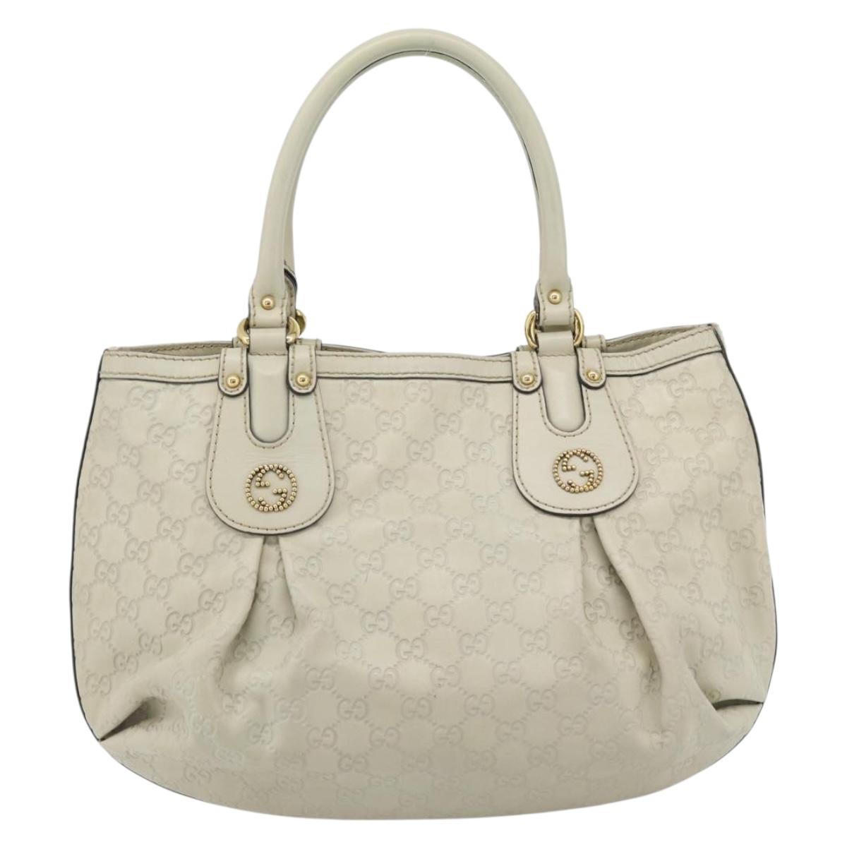 GUCCI GG Canvas Guccissima Hand Bag Leather Ivory Gold 269953 Auth 182180A