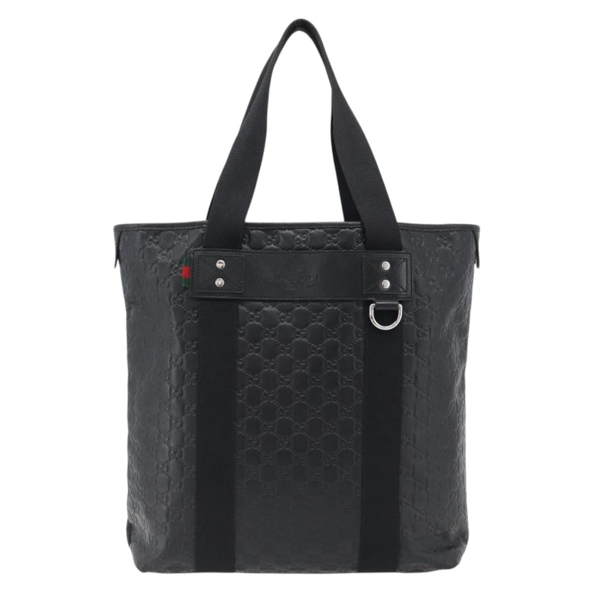 GUCCI GG Canvas Guccissima WebSherry Line Bag Leather Black 268175 Auth 182181A
