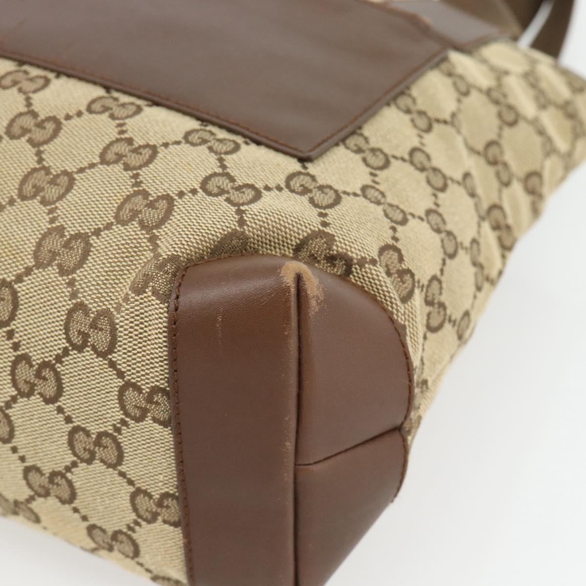 GUCCI GG Canvas Tote Bag Beige Silver 019 0402 Auth 182184