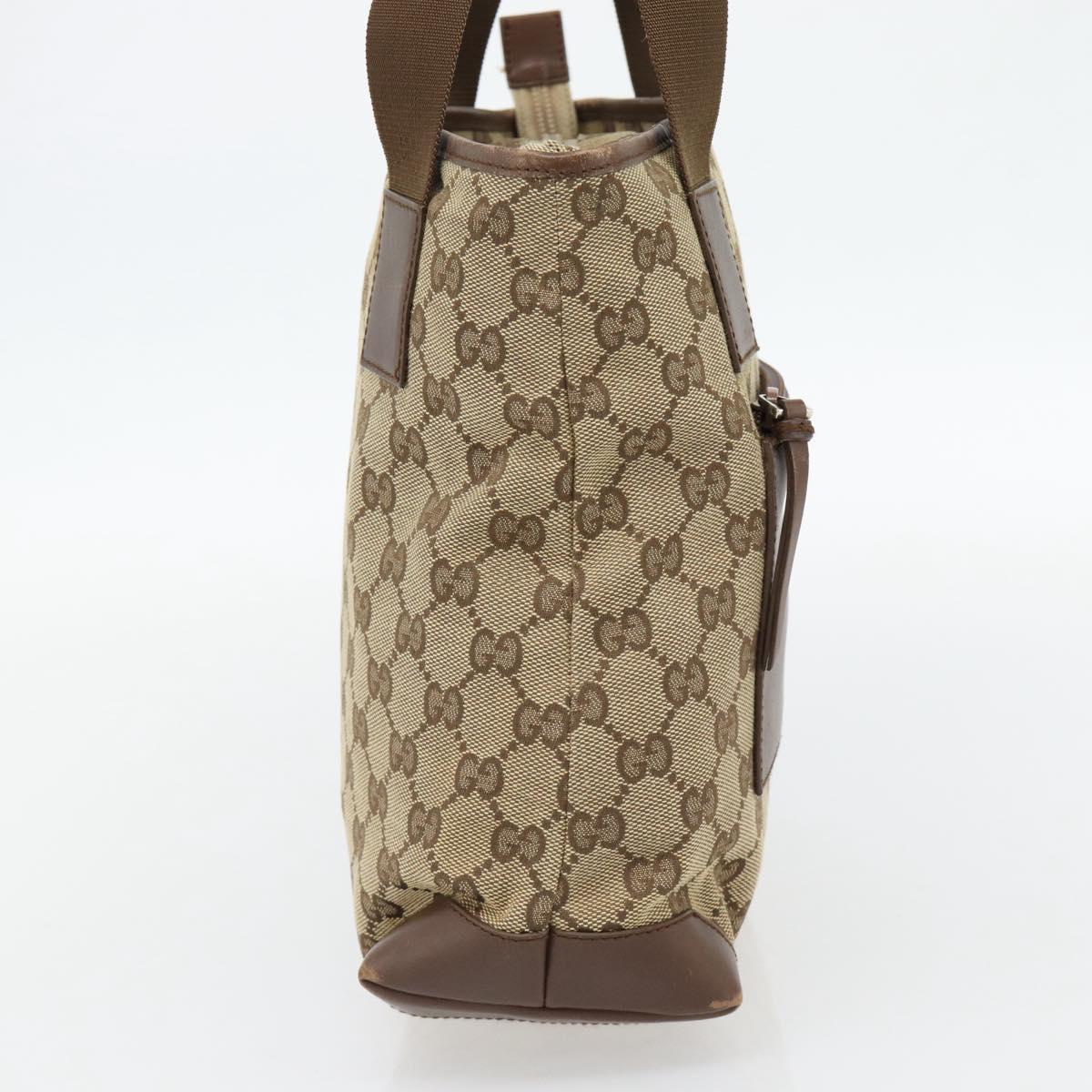 GUCCI GG Canvas Tote Bag Beige Silver 019 0402 Auth 182184