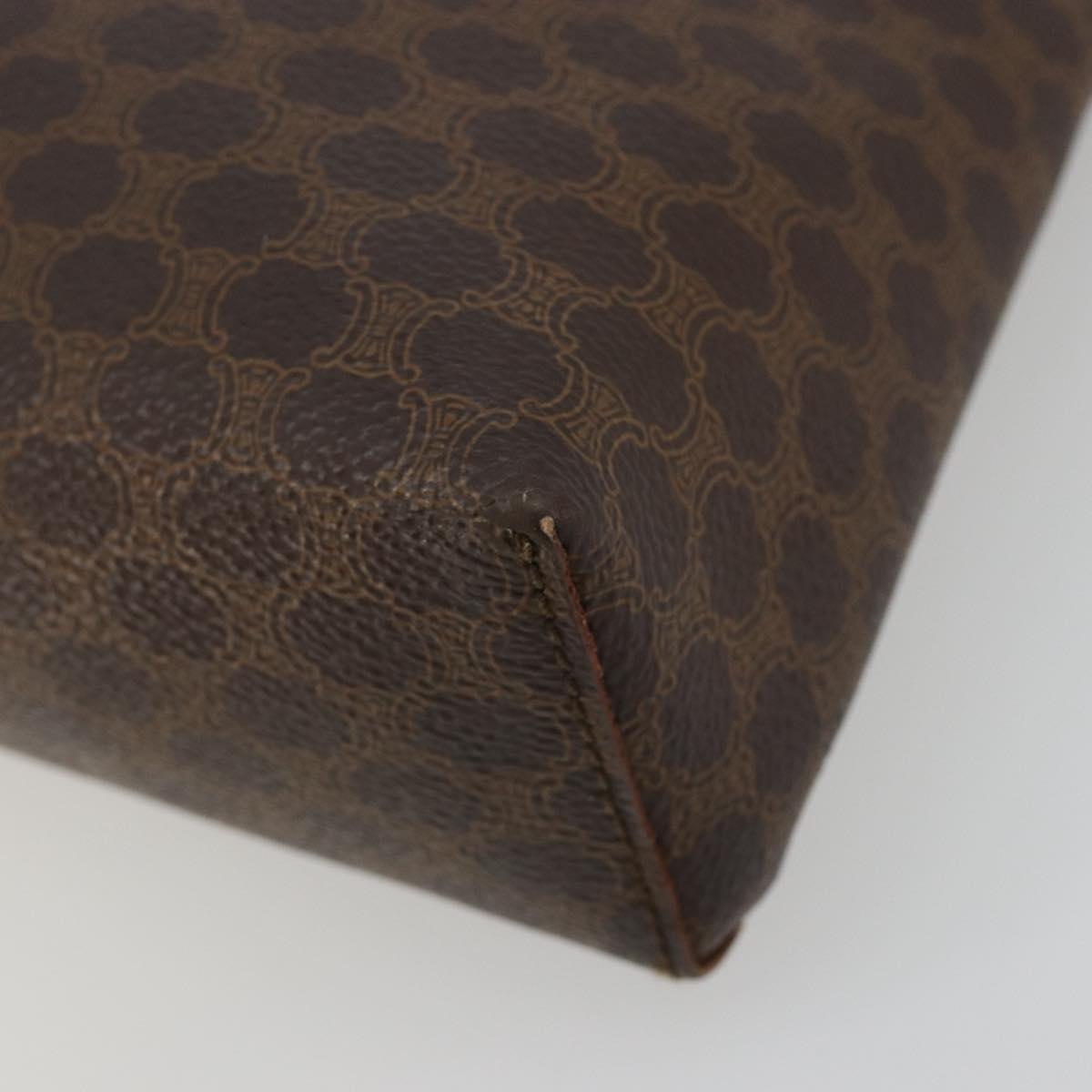 CELINE Macadam Canvas Hand Bag PVC Leather Brown Gold Auth 182189