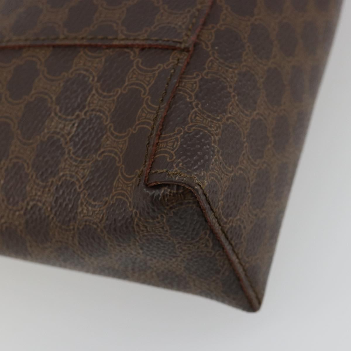 CELINE Macadam Canvas Hand Bag PVC Leather Brown Gold Auth 182189