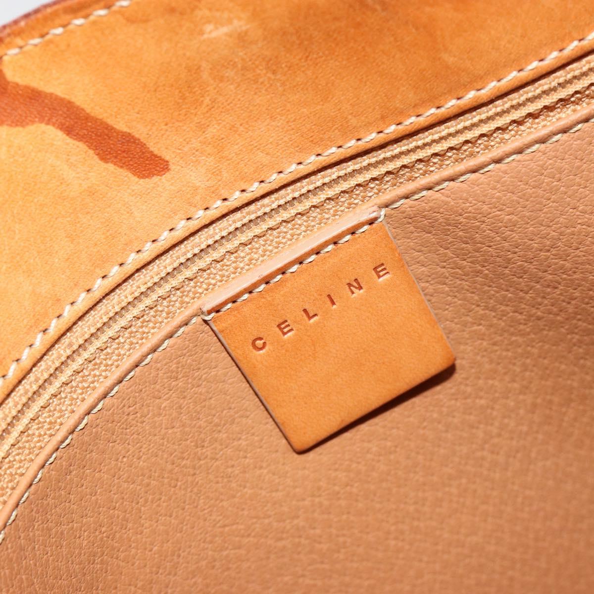 CELINE Macadam Canvas Hand Bag PVC Leather Brown Gold Auth 182189