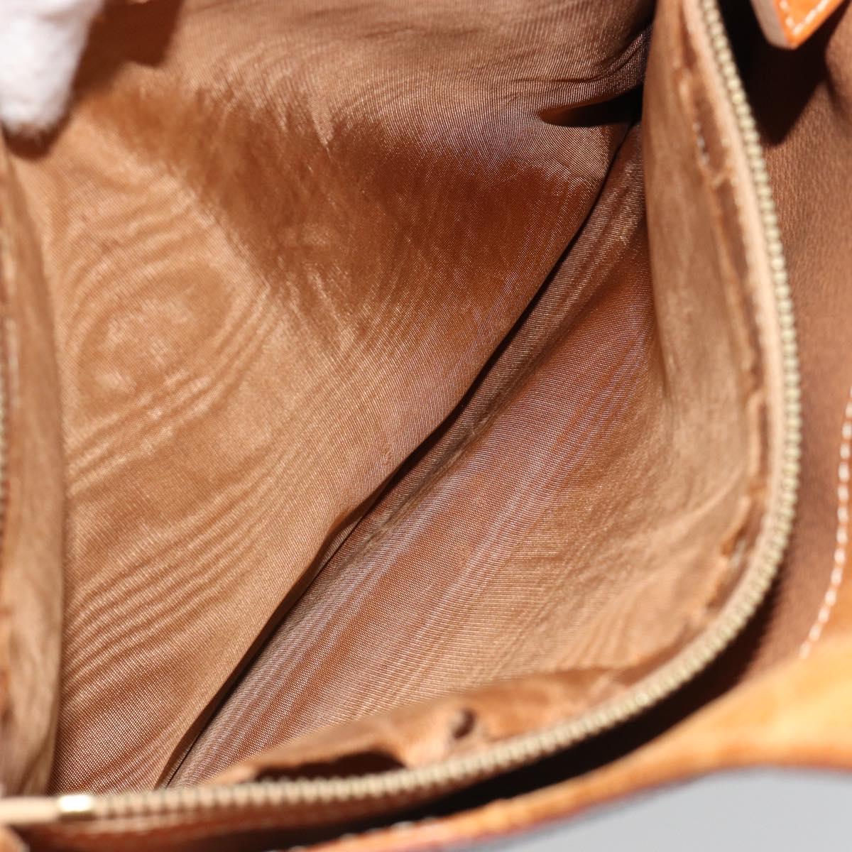 CELINE Macadam Canvas Hand Bag PVC Leather Brown Gold Auth 182189