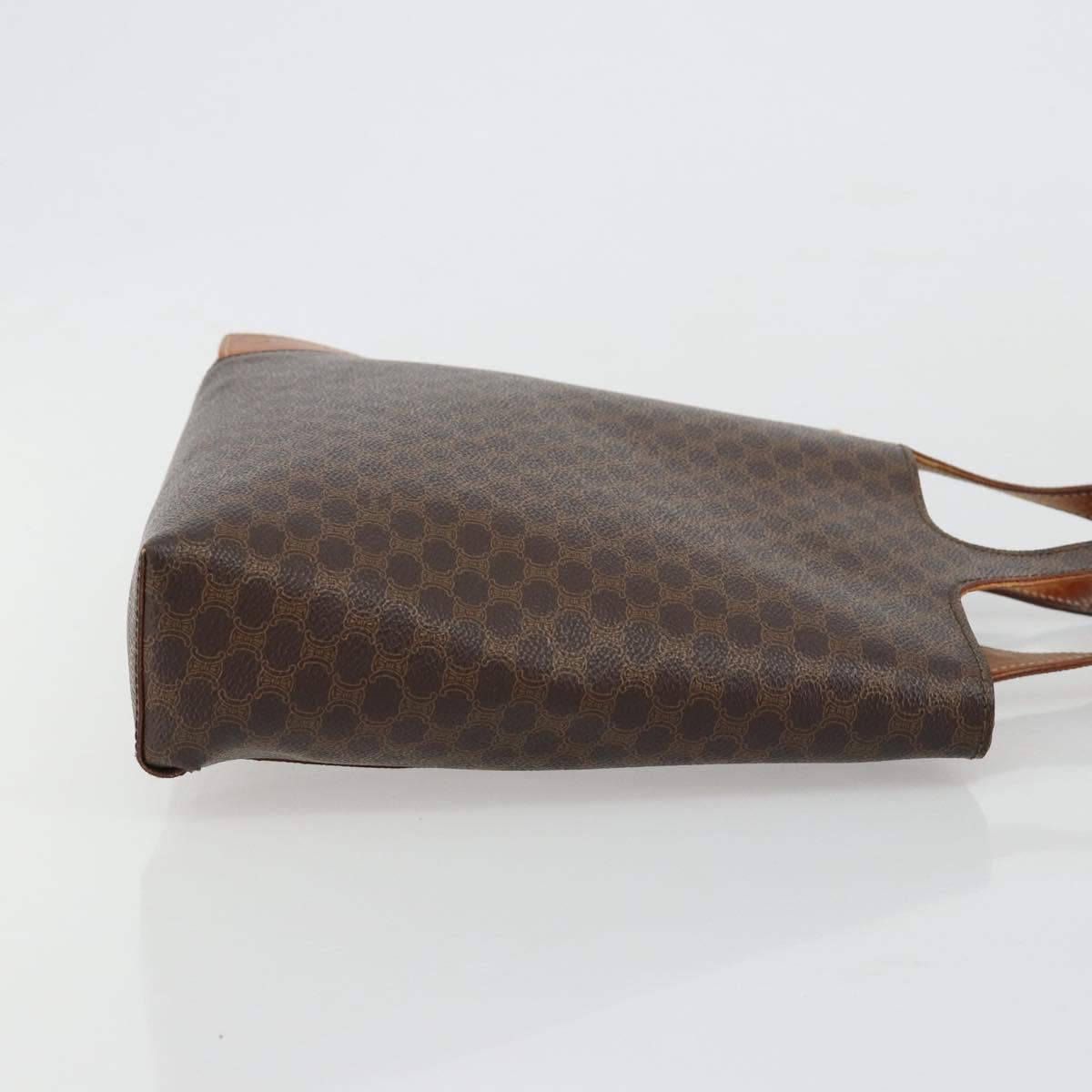 CELINE Macadam Canvas Hand Bag PVC Leather Brown Gold Auth 182189