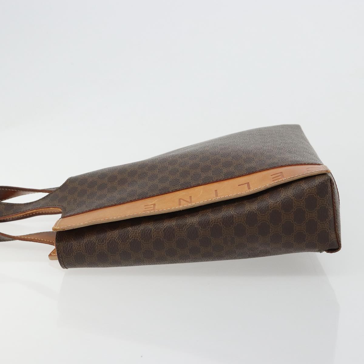 CELINE Macadam Canvas Hand Bag PVC Leather Brown Gold Auth 182189