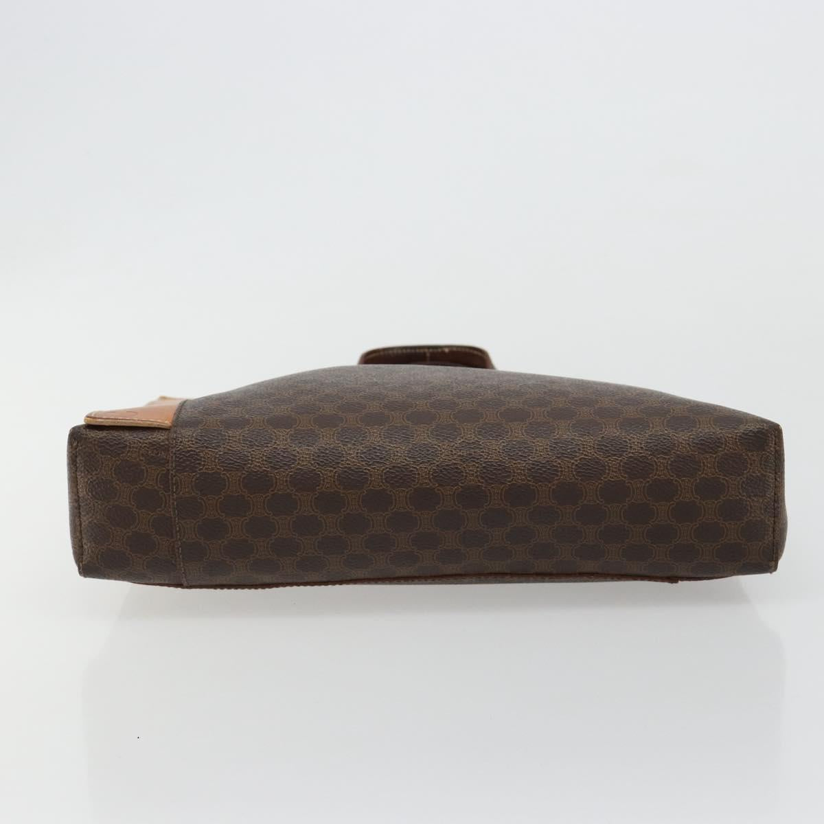 CELINE Macadam Canvas Hand Bag PVC Leather Brown Gold Auth 182189