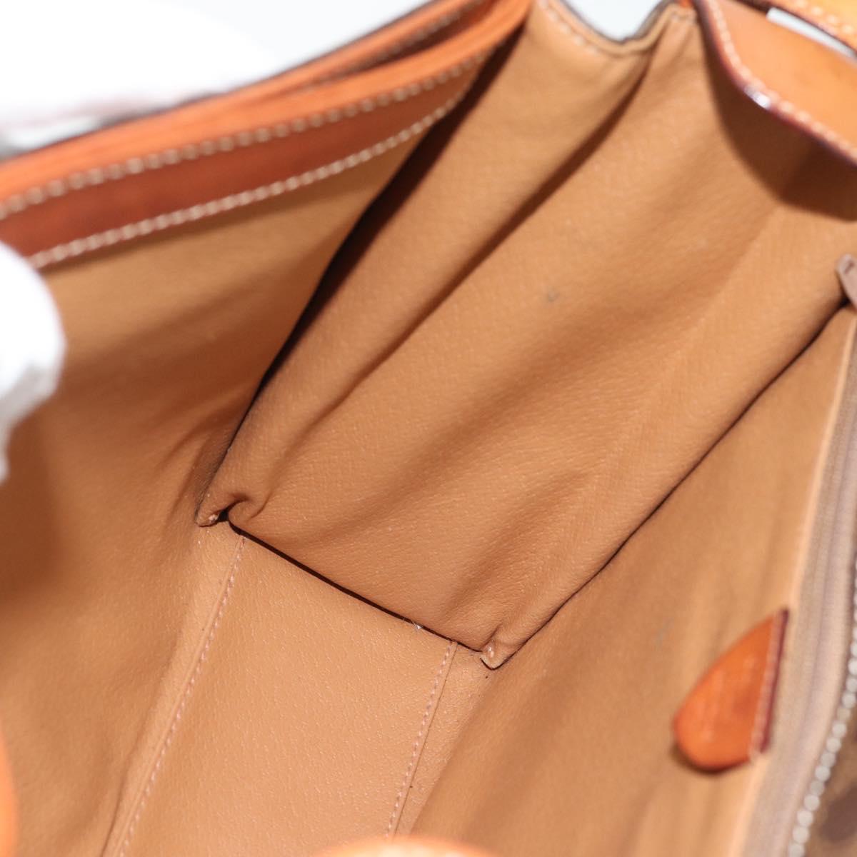 CELINE Macadam Canvas Circle Shoulder Bag PVC Leather Brown Gold Auth 182191A