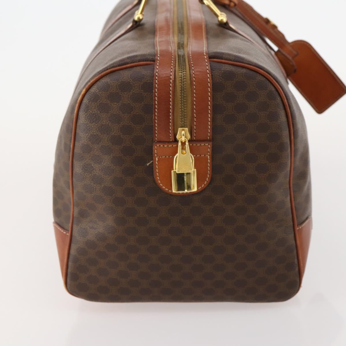 CELINE Macadam Canvas Boston Bag PVC Leather Brown Gold Auth 182193A
