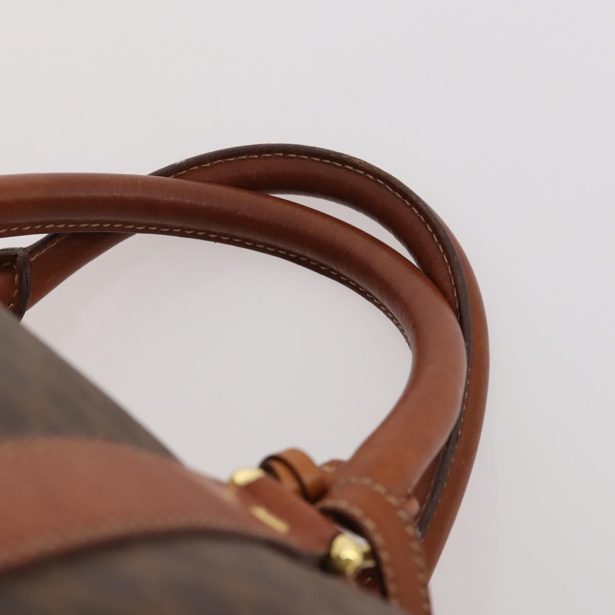 CELINE Macadam Canvas Boston Bag PVC Leather Brown Gold Auth 182193A