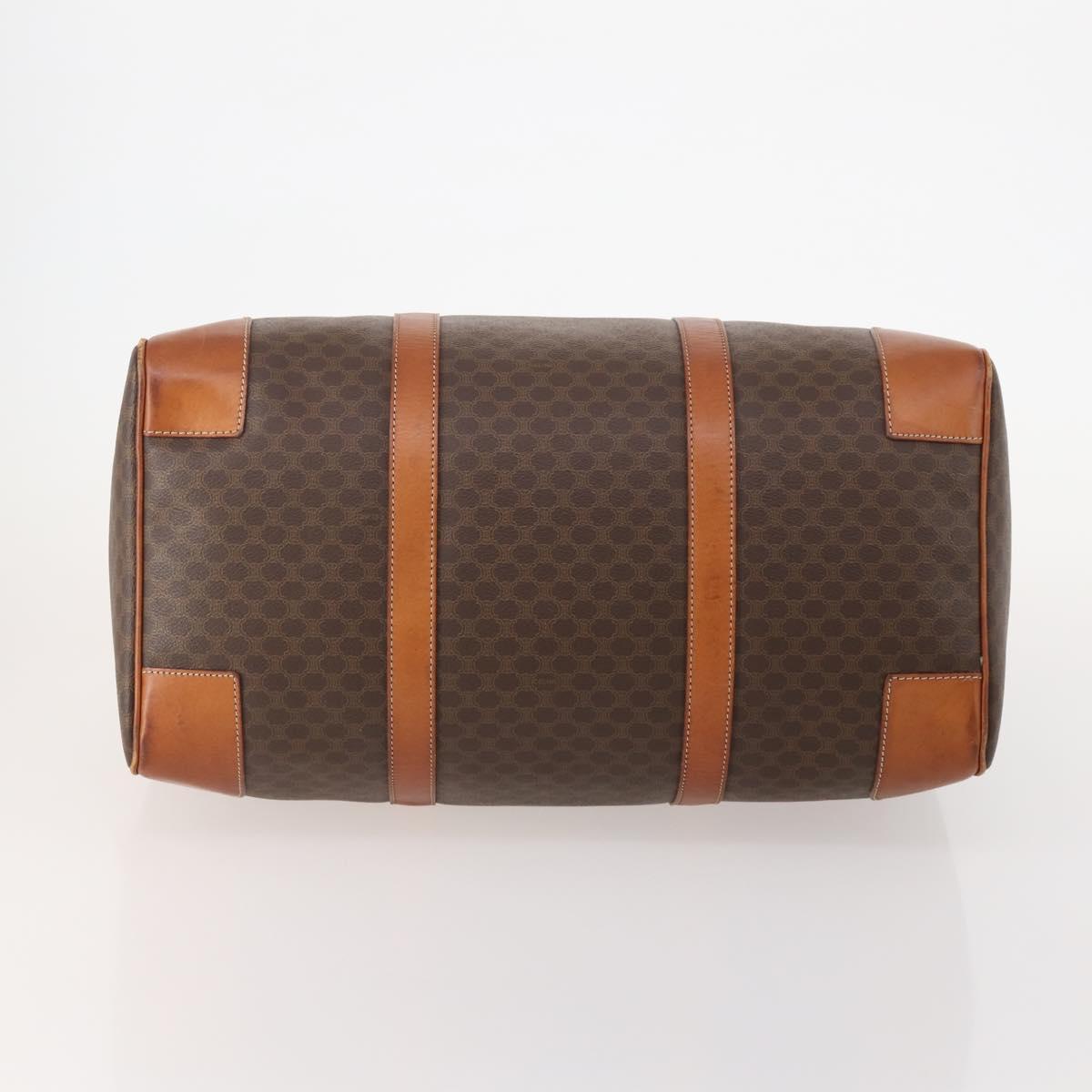 CELINE Macadam Canvas Boston Bag PVC Leather Brown Gold Auth 182193A