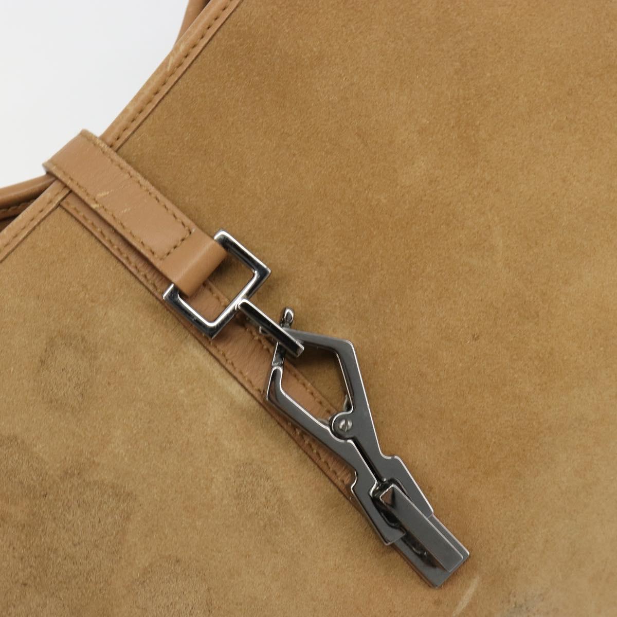 GUCCI Jackie Shoulder Bag Suede Beige Silver 001 4075 Auth 182195