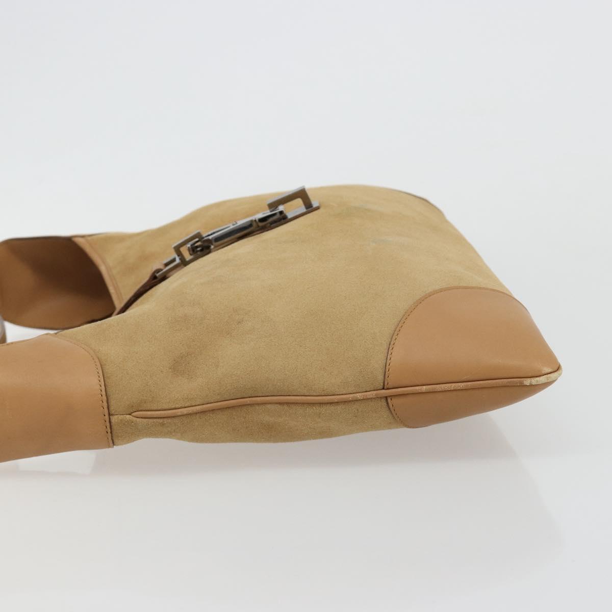 GUCCI Jackie Shoulder Bag Suede Beige Silver 001 4075 Auth 182195