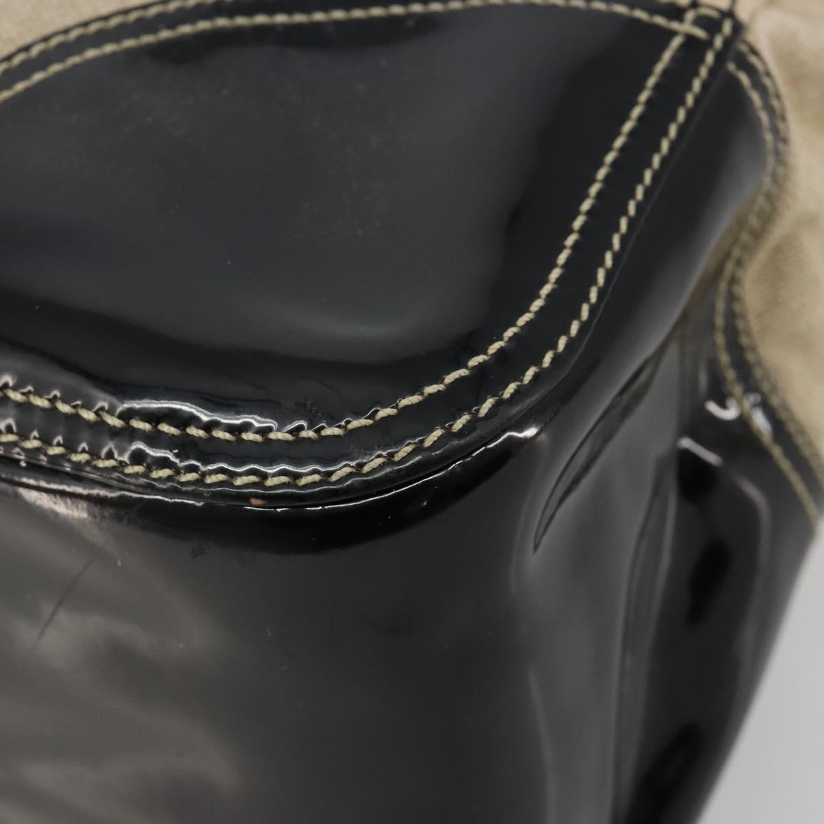 PRADA Plastic Chain Tote Bag Canvas Beige Silver Auth 182198