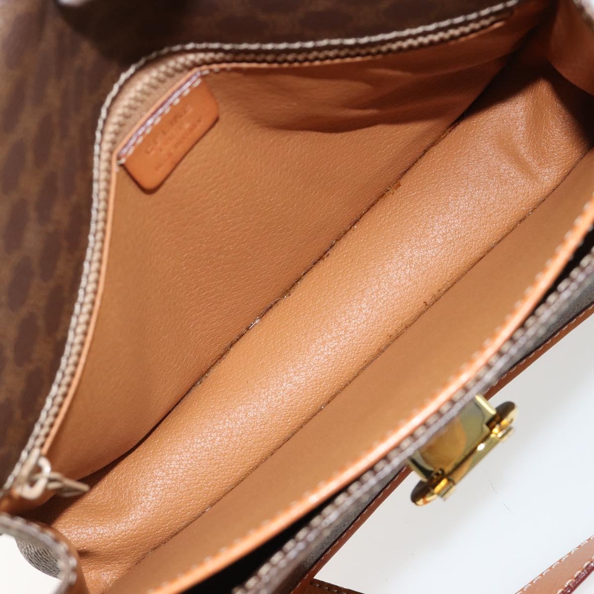 CELINE Macadam Canvas Shoulder Bag PVC Leather Brown Gold Auth 182202A