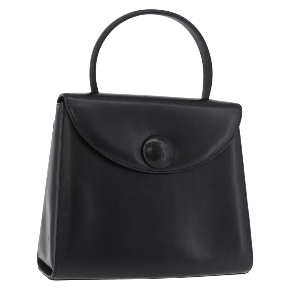GIVENCHY Hand Bag Leather Black Gold Auth 182204A