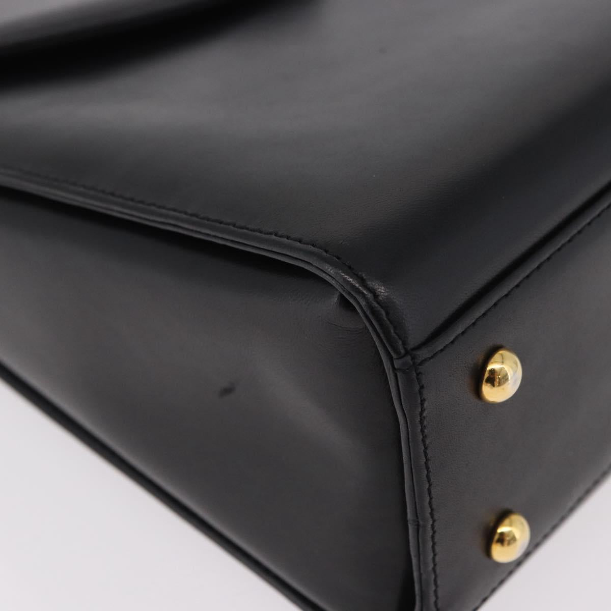 GIVENCHY Hand Bag Leather Black Gold Auth 182204A