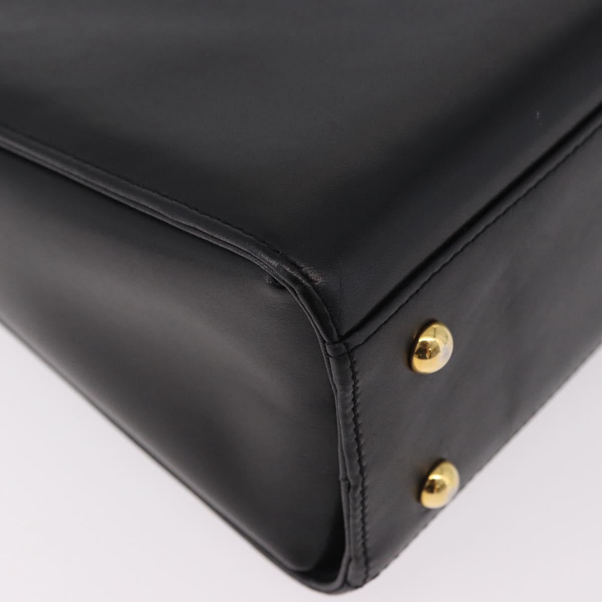 GIVENCHY Hand Bag Leather Black Gold Auth 182204A