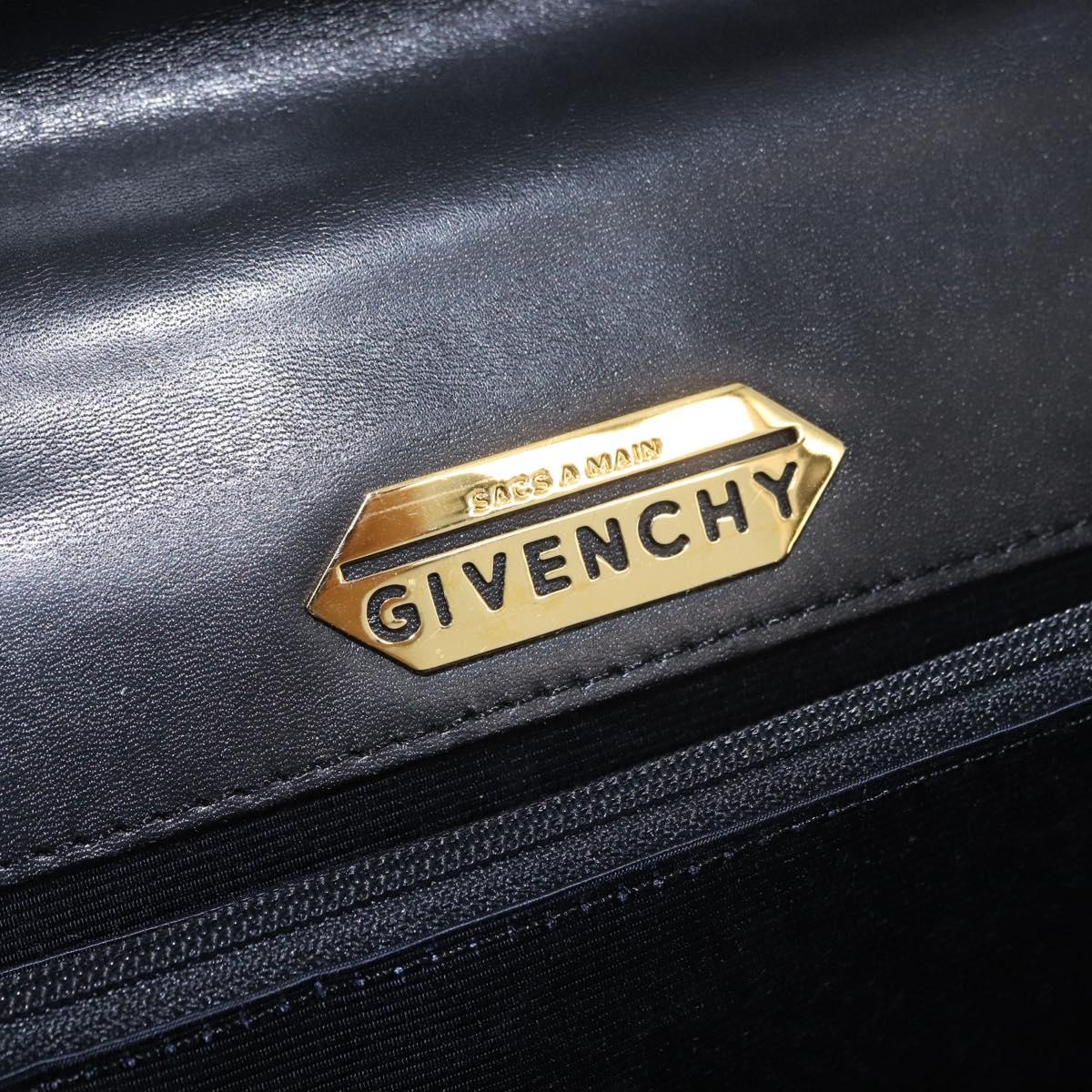 GIVENCHY Hand Bag Leather Black Gold Auth 182204A