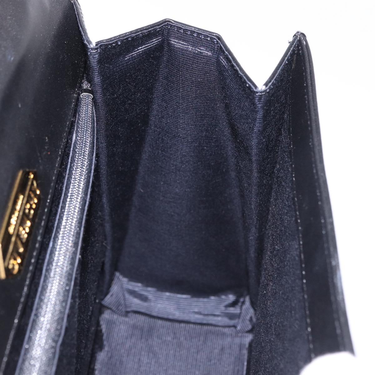 GIVENCHY Hand Bag Leather Black Gold Auth 182204A