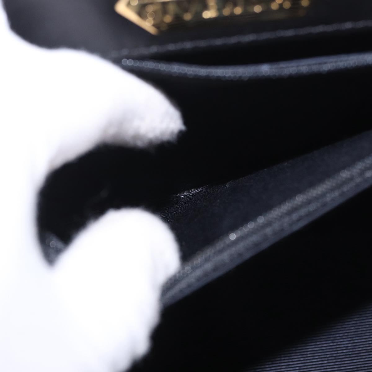 GIVENCHY Hand Bag Leather Black Gold Auth 182204A