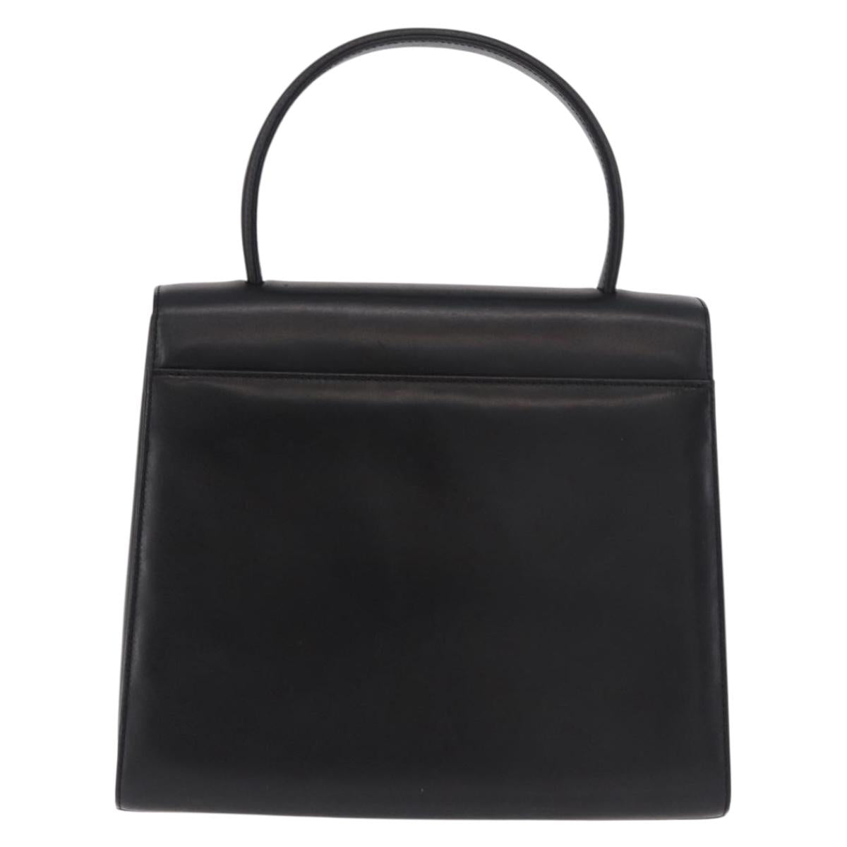GIVENCHY Hand Bag Leather Black Gold Auth 182204A