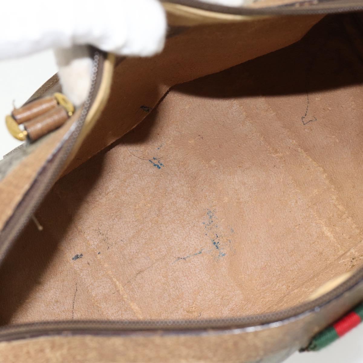 GUCCI GG Supreme Web Sherry Line Hand Bag PVC Beige Gold 39 02 007 Auth 182206