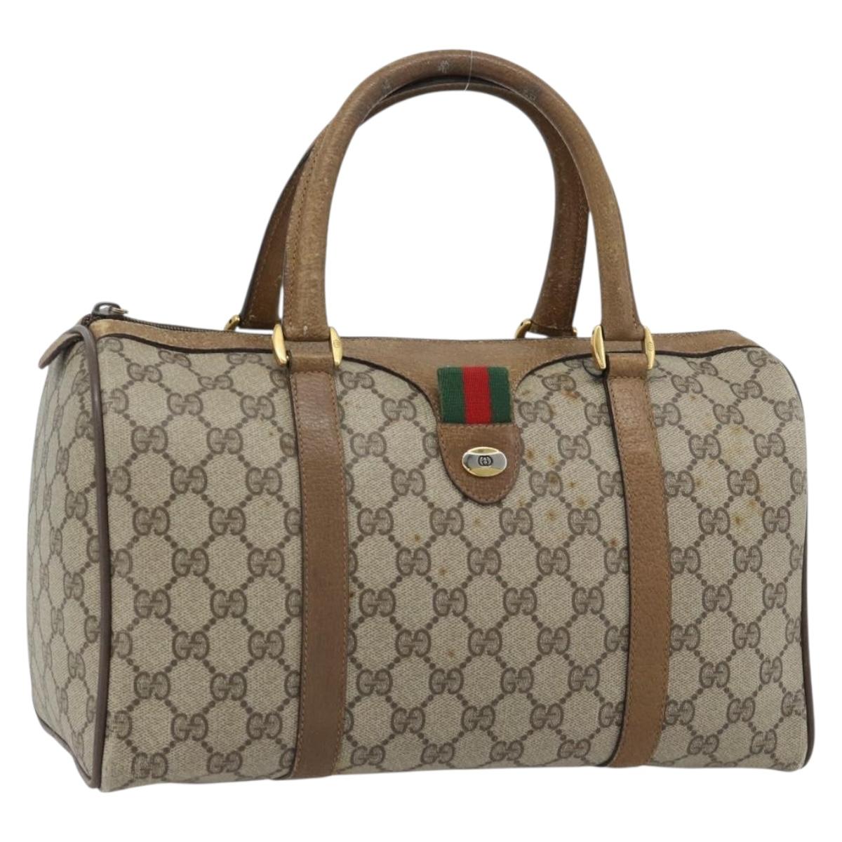 GUCCI GG Supreme Web Sherry Line Hand Bag PVC Beige Gold 39 02 007 Auth 182206
