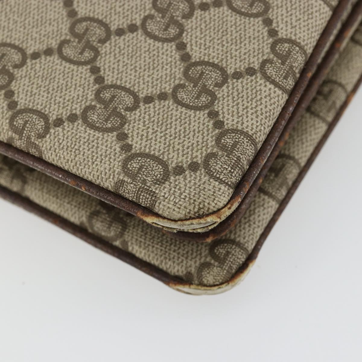 GUCCI GG Supreme Web Sherry Line Clutch Bag PVC Beige Gold Auth 182207