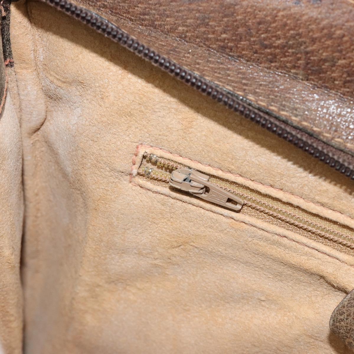 GUCCI GG Supreme Web Sherry Line Clutch Bag PVC Beige Gold Auth 182207