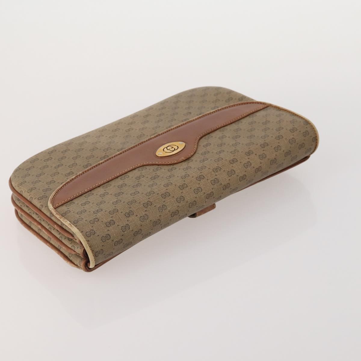 GUCCI GG Supreme Clutch Bag PVC 2 Set Beige Auth 182208