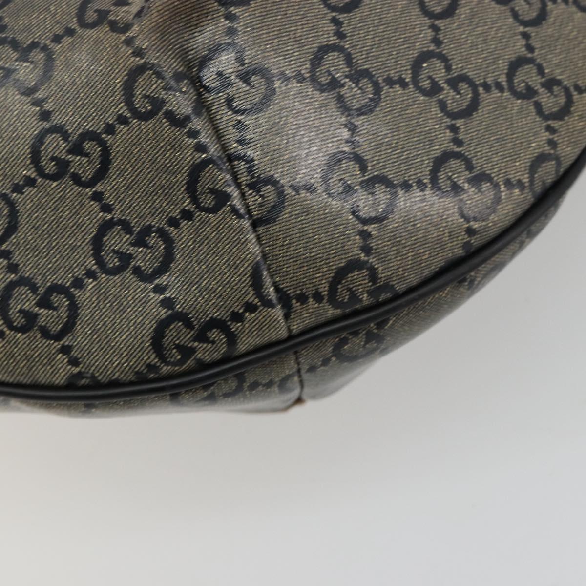 GUCCI GG Crystal Shoulder Bag Coated Canvas Black Gold 181092 Auth 182213