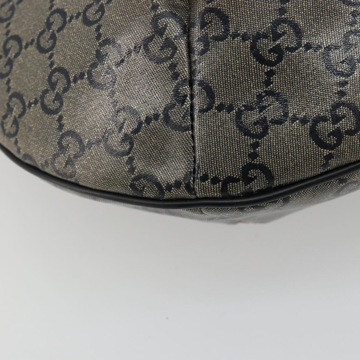 GUCCI GG Crystal Shoulder Bag Coated Canvas Black Gold 181092 Auth 182213