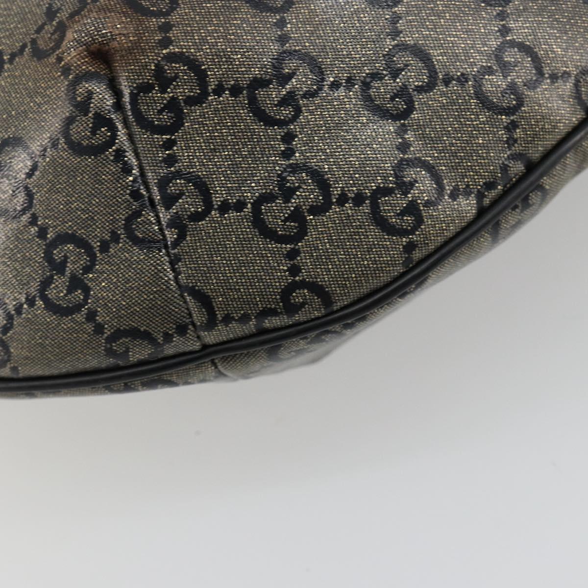 GUCCI GG Crystal Shoulder Bag Coated Canvas Black Gold 181092 Auth 182213