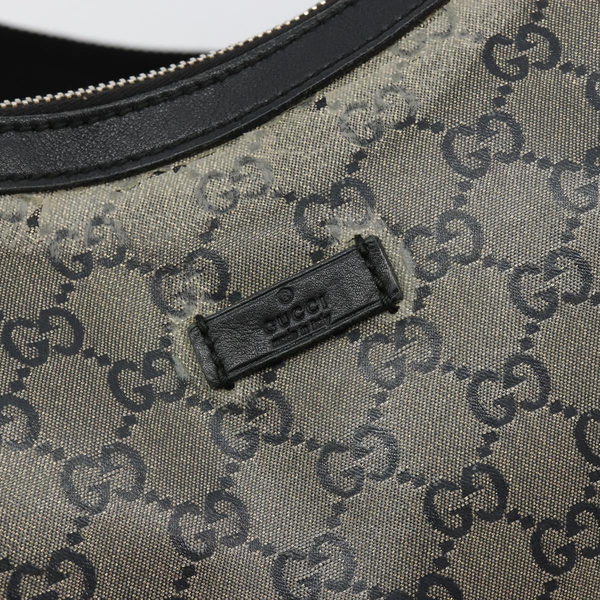 GUCCI GG Crystal Shoulder Bag Coated Canvas Black Gold 181092 Auth 182213