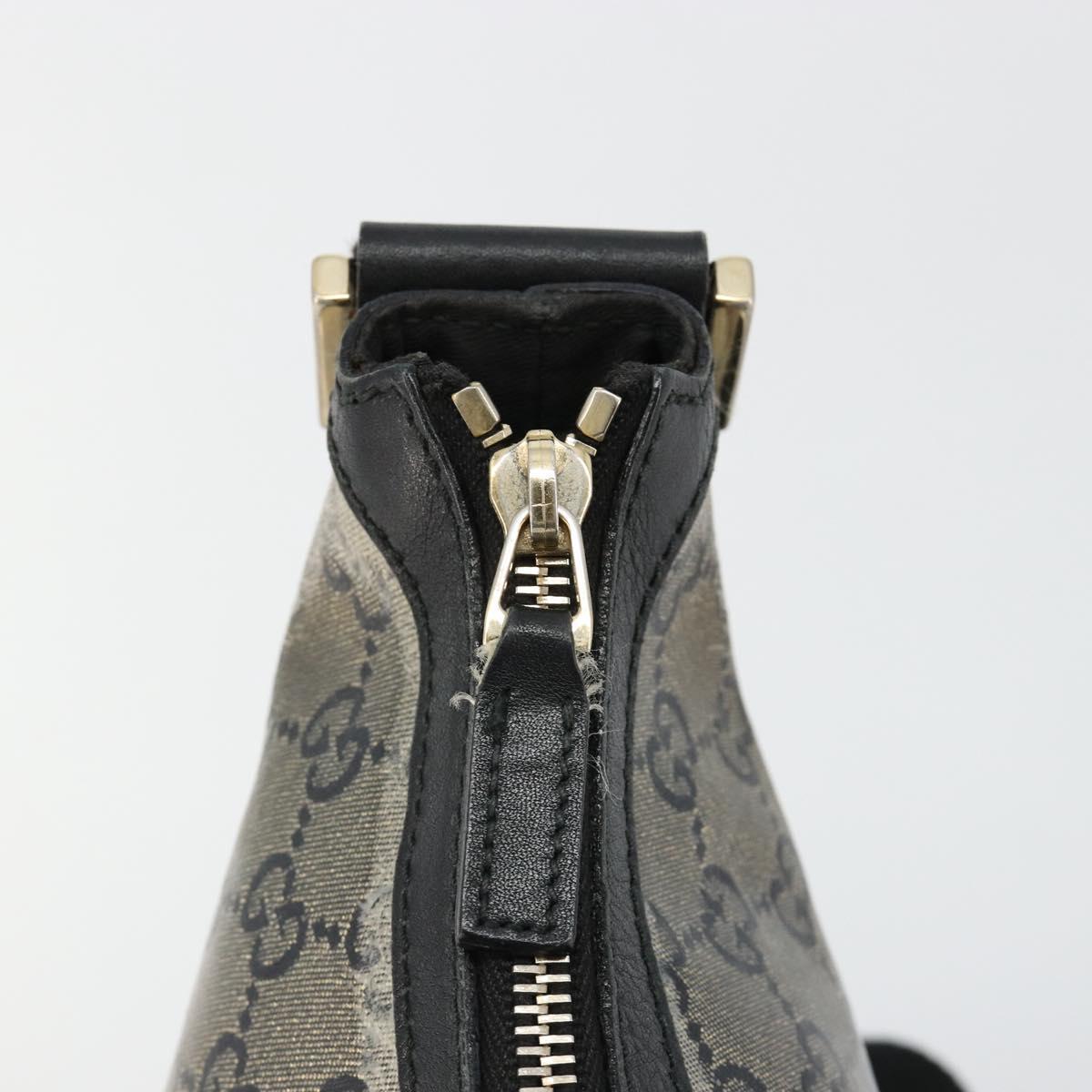GUCCI GG Crystal Shoulder Bag Coated Canvas Black Gold 181092 Auth 182213