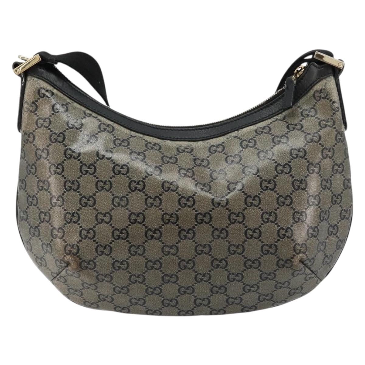 GUCCI GG Crystal Shoulder Bag Coated Canvas Black Gold 181092 Auth 182213