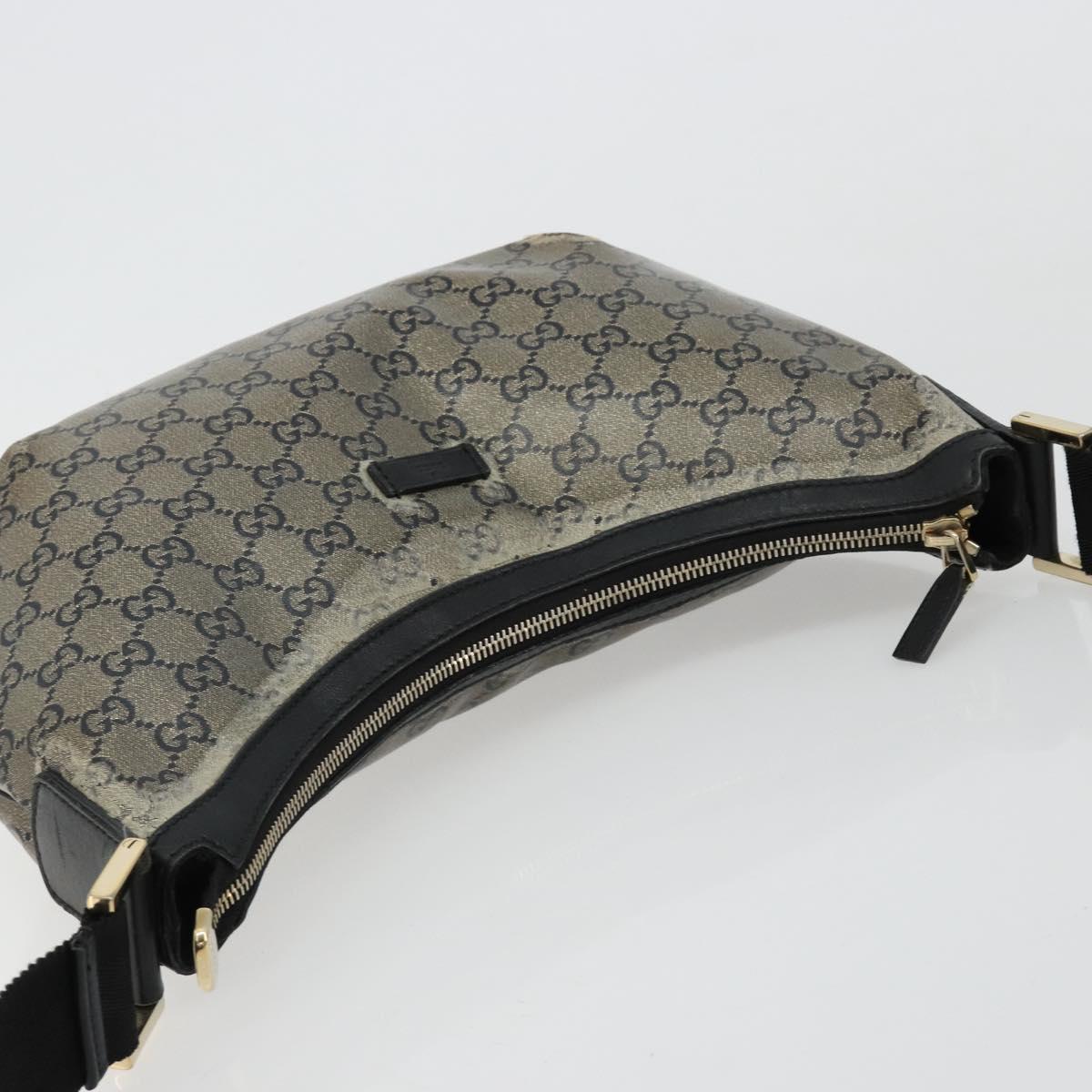 GUCCI GG Crystal Shoulder Bag Coated Canvas Black Gold 181092 Auth 182213