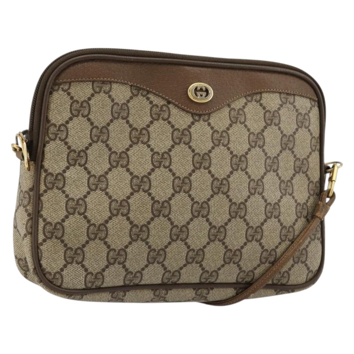 GUCCI GG Supreme Shoulder Bag PVC Beige Gold 119 02 068 Auth 182214